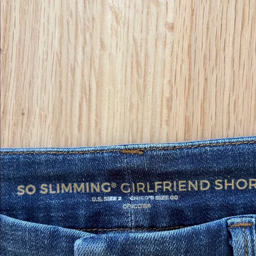 Chico's Dark Blue Denim Bermuda Shorts So Slimming Girlfriend Short - Picture 2 of 4